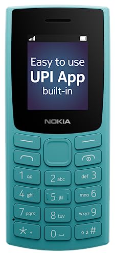 Nokia All-New 105 Single Sim Keypad Phone with Built-in UPI Payments, Long-Lasting Battery, Wireless FM Radio | Cyan