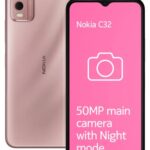 Nokia C32 with 50MP Dual Rear AI Camera | Toughened Glass Back | 4GB RAM, 64GB Storage | Upto 7GB RAM with RAM Extension | 5000 mAh Battery | 1 Year Replacement Warranty | Android 13 | Beach Pink