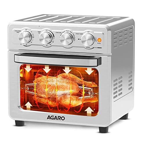 AGARO Regal Air Fryer, 23 liter, Family Rotisserie Oven, 1800W Electric Air Fryer Toaster Oven, 7 Presets Menu for Baking, Roasting, Toasting and Reheat, with Accessories, Silver, 1700 Watts