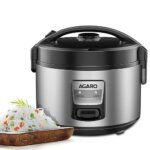 AGARO Regency Electric Rice Cooker, 5L Ceramic Coated Inner Bowl, Cooks up to 10 cups of Raw Rice, Automatic Cooking, Keep Warm Function, Silver and Black