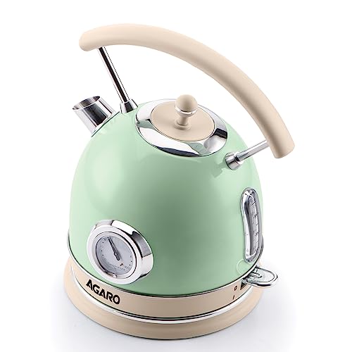 AGARO Regency Vintage Kettle 1.8L with Temperature Gauge, Hot Water Boiler & Tea Heater with Curved Handle, Visible Water Level Line, Led Light, Auto Shut-Off & Boil-Dry Protection, Green