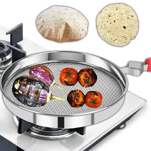 ANSHEZ Phulka Grill for Gas Stove | Grill Jali for Kitchen Cooking | Gas Grill Jali for Papad, Chapati, Tandoor & Brinjal Roaster- Pack of 1