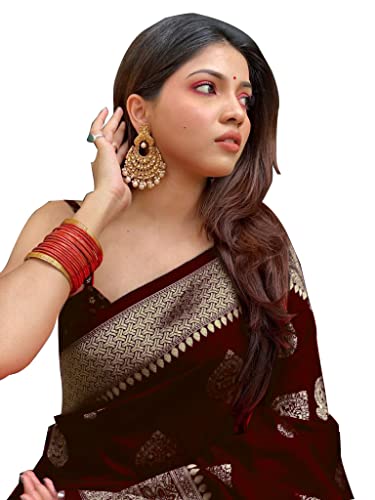 Avantika Fashion Women's Kanjivaram Pure Lichi Silk Banarasi Soft Sarees With Blouse Piece (Maroon)