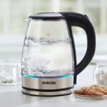 Borosil Electric Glass Kettle, Borosilicate Glass, Extra Long Cord, Dry-boil Protection, 360° Rotating Base, 1.8 L, Transparent