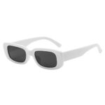 Dlala Retro Fashion Rectangle MC STAND Glasses for Men for Women Trendy Sunglasses UV 400 Protection Square Frame - Eyewear (White)