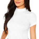 Dream Beauty Fashion Women's Half Sleeve Round High Neck Top Elegant Casual Tee - 23" Inches(Tripta-5)