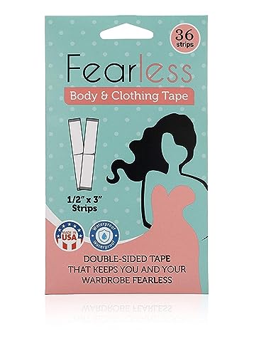 Fearless Double Sided Tape for Fashion, Clothing and Body - 36 Strips Pack | All Day Strength Invisible Dress Tape for women | Gentle to stick on Skin and clothes -Transparent