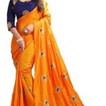 Kuvarba Fashion Women's Banarasi Silk Saree With Unstiched Blouse Piece