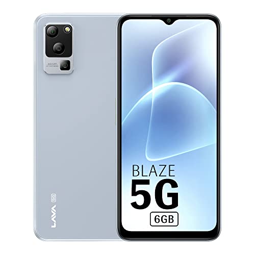 Lava Blaze 5G (Glass Blue, 6GB RAM, UFS 2.2 128GB Storage) | 5G Ready | 50MP AI Triple Camera | Upto 11GB Expandable RAM | Charger Included | Clean Android (No Bloatware)