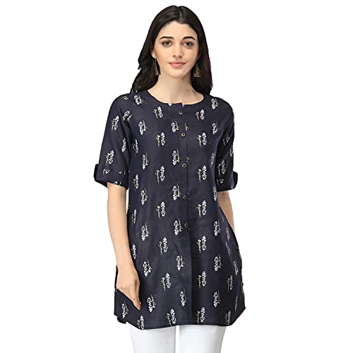 Leriya Fashion Rayon Fabric Printed Round Neck Short Kurtis for Women Top Dresses Kurti for Girls & Ladies Kurtis