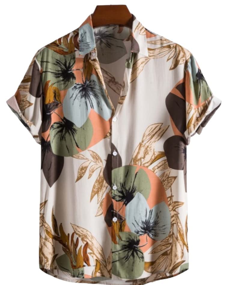 Leriya Fashion Shirts for Men || Rayon Tropical Leaf Printed & Preppy Short Sleeves || Cool Shirts for Men || Shirts for Men Regular Fit || Summer Wear Shirts for Men