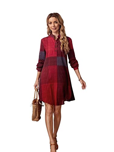 Leriya Fashion Western Dress || Rayon Color Block Half Button Front Dress for Women || Long Cuff Sleeve & Stand Collared Neck Tunic Dress || Office || Summer Dresses for Women.