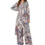 Leriya Fashion Women's Ethnic Co Ord Set || Paisley Printed Co-Ord Set for Women || Long Straight Shirt Kurta with Pant Set for Women || Gift for Women || Fancy Kurta Set |