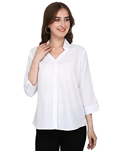 Leriya Fashion Women's Summer Cotton Plain Tops 3 4 Flare Sleeve Tie Knot Loose Casual Tops