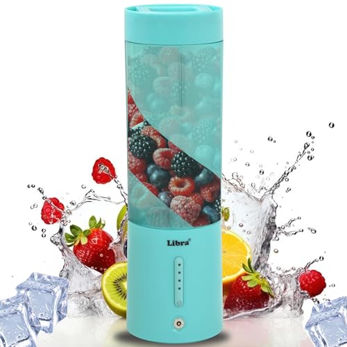 Libra Portable Blender for Smoothie and juices, Milk Shakes and Crushing Ice, USB Rechargeable Blender for Gym, Office and School, 4000 mAh 200 Watts Motor, 450 ML Jar, 6 Sharp SS Blades (Green)