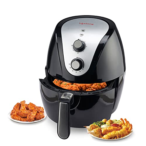 Lifelong LLHF421 Fryo Air Fryer 1400W with 4.5L Large Cooking Pan Capacity, Timer Selection and Fully Adjustable Temperature Control with 1 Year Warranty(Black)