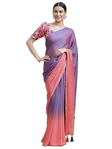 MIRCHI FASHION Women's Chiffon Solid Saree with Blouse Piece