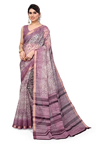 MIRCHI FASHION Women's Fancy Checked Woven Colorblock Printed Saree with Blouse Piece