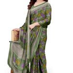 MIRCHI FASHION Women's Fancy Chiffon Floral Printed Saree with Blouse Piece