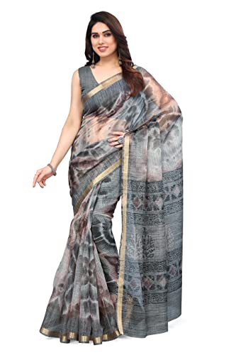 MIRCHI FASHION Women's Fancy Shibori Block Printed Saree with Blouse Piece