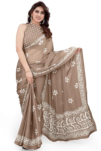 MIRCHI FASHION Women's Latest Chiffon Batik Printed Saree with Blouse Piece