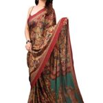 MIRCHI FASHION Women's Plain Weave Chiffon Ethnic Motif Printed Saree with Blouse Piece