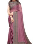 MIRCHI FASHION Women's Stylish Chiffon Contrast Border-Pallu Printed Saree with Blouse Piece