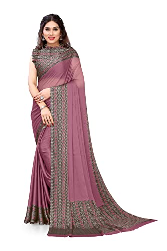 MIRCHI FASHION Women's Stylish Chiffon Contrast Border-Pallu Printed Saree with Blouse Piece