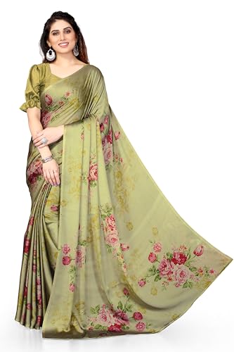 MIRCHI FASHION Women's Stylish Chiffon Floral Printed Saree with Blouse Piece