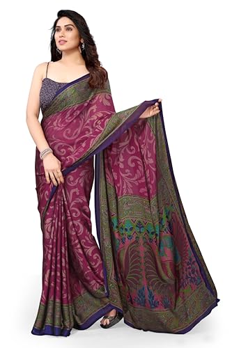 MIRCHI FASHION Women's Stylish Chiffon Kalamkari Printed Saree with Blouse Piece