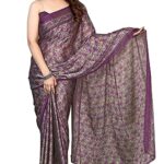 MIRCHI FASHION Women's Stylish Chiffon Leaf and Floral Printed Saree with Blouse Piece