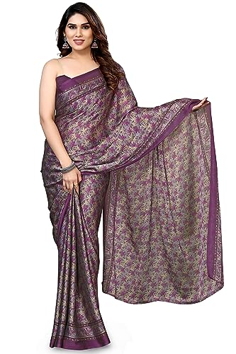 MIRCHI FASHION Women's Stylish Chiffon Leaf and Floral Printed Saree with Blouse Piece