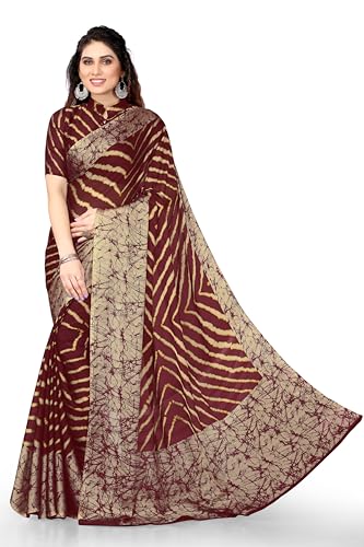 MIRCHI FASHION Women's Stylish Chiffon Leheriya Printed Saree with Blouse Piece