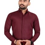 Men's Solid Luster Cotton Slim Fit Casual Shirt with Spread | Collar & Full Sleeves