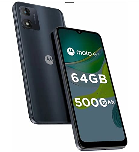 Motorola E13 (Cosmic Black, 2GB RAM, 64GB Storage) | Upto 1TB MicroSD Expandable | 6.5-inch IPS LCD Display with 60Hz Refresh Rate | UNISOC T606 Processor | Face Unlock | IP52 Water Repellent Design