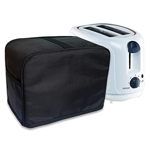 NABAAT Dust Proof Water Proof Washable Cover for 2 Slice Toaster Pop up Kitchen with Pockets Standard Size, Black (11”x 6.5”x 8”)