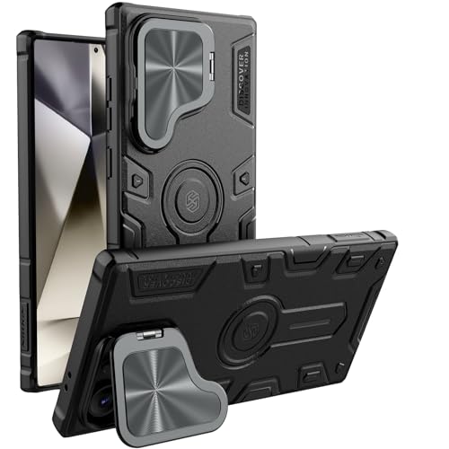 Nillkin for Samsung S24 Ultra Case with 2 in 1 Camera Cover & Metal Kicksatnd, Military Grade Shockproof Hard Case Heavy Duty Protection Rugged Armor Phone Case for Galaxy S24 Ultra 6.8 Inch, Black
