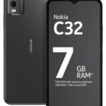 Nokia C32 with 50MP Dual Rear AI Camera | Toughened Glass Back | 4GB RAM, 128GB Storage | Upto 7GB RAM with RAM Extension | 5000 mAh Battery | 1 Year Replacement Warranty | Android 13 | Charcoal