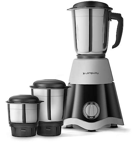 (Refurbished) Longway Super Dlx Mixer Grinder (Powerful Motor with 1 Year warranty(Black & Grey) (3 Jar)