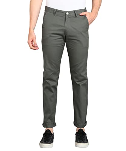 Urbano Fashion Men's Cotton Light Weight Non-Stretch Slim Fit Casual Trousers