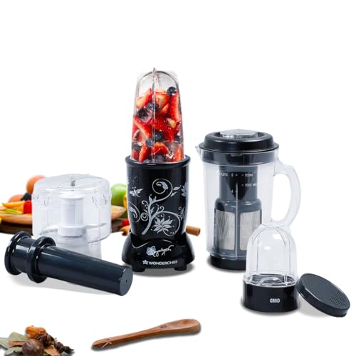 Wonderchef Nutri-blend Juicer, Mixer, Grinder & Chopper|400W 100% Full Copper Motor| Complete Kitchen Machine|4 Unbreakable Jars|2 Years Warranty|Recipe Book By Chef Sanjeev Kapoor|Black