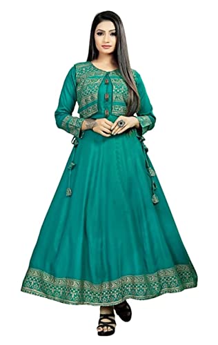 YASHVI CLOTHING Rayon Fabric Latest Kurti with Jacket for Women and Girls, Anarkali | Fashion Designer Long Kurti with Jacket Gown Dresses