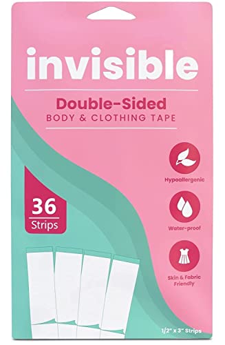 YouCopia Double Sided Tape For Fashion Clothes Tape & Body Tape | Strong Multi Use Transparent Clear Color | Fabric And Skin Friendly For All Skin Shades (36 Strips)