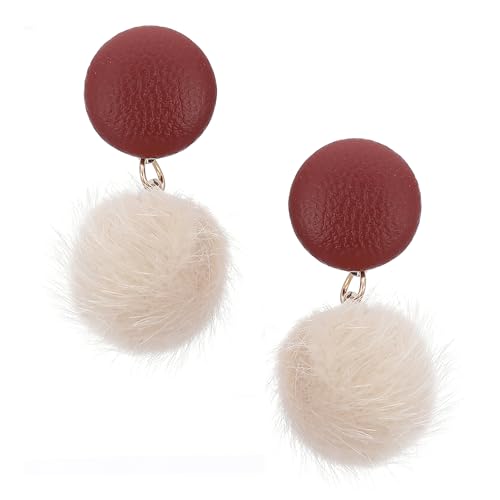 Zeneme Earring Gold Plated Fashion Stud Leather & Fur Dangle Earring Jewellery For Girl And Women