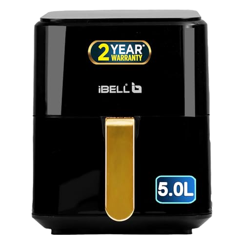 iBELL AF500M 5L Air Fryer - Digital Fryer with Touch Controls, Smart Rapid Air Technology, 7 Cooking Presets, Auto Off Timer Function, Fully Adjustable Temperature Settings (Black)