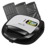 iBELL SM1301 3-in-1 Sandwich Maker with Detachable Plates for Toast/Waffle/Grill, 750 Watt (Black, 23.9 x 23.9 x 10 cm)