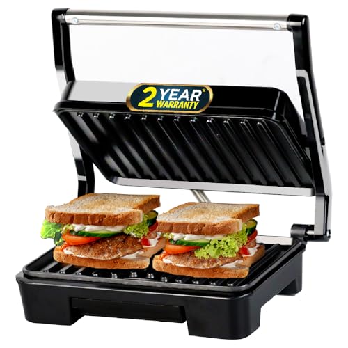 iBELL SM1515 Sandwich Maker with Floating Hinges, 1000Watt, Panini/Grill/Toast (Black)