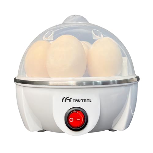 truTRTL Smart Instant Egg Boiler Machine 350 Watts | Boil upto 7 Eggs (Hard, Medium, Soft) | 1 year warranty | Automatic, Overheat Protection | White