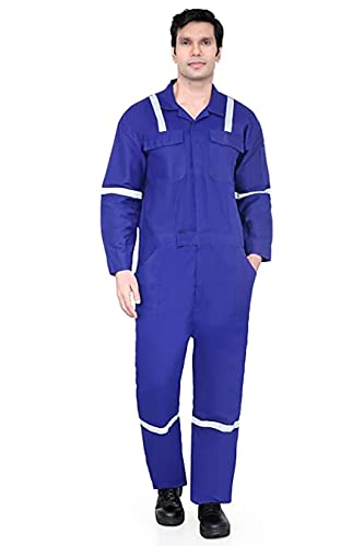 wear trendz fashion polyster Boiler Suit and Industrial Work Wear and Coverall Suit for Men with Reflective Tape for Workshop-P_(Ink Blue) dfg