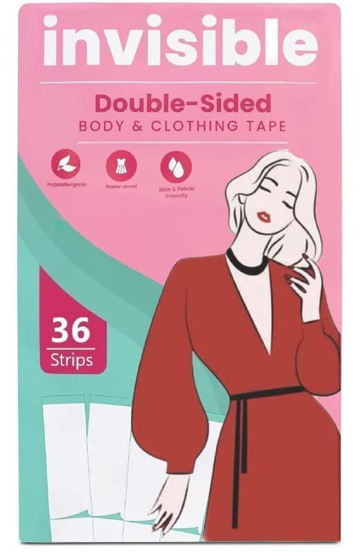 yifely double sided tape for clothes and Fashion, Clothing and Body (36 Strip Pack) | All Day Strength Tape Adhesive and Gentle on Skin and Fabrics | Transparent (36)